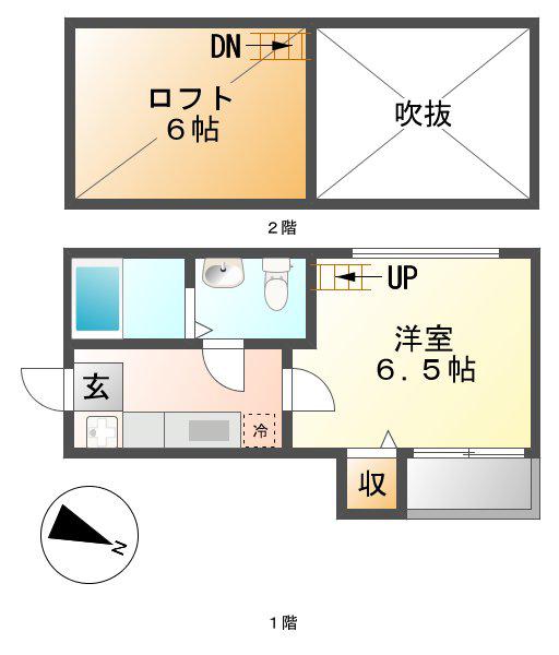 STAGE本陣(1K/2階)の間取り写真