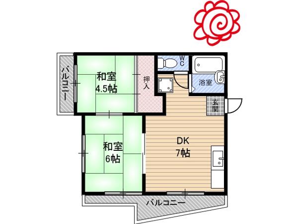 富士マンション(2DK/3階)の間取り写真