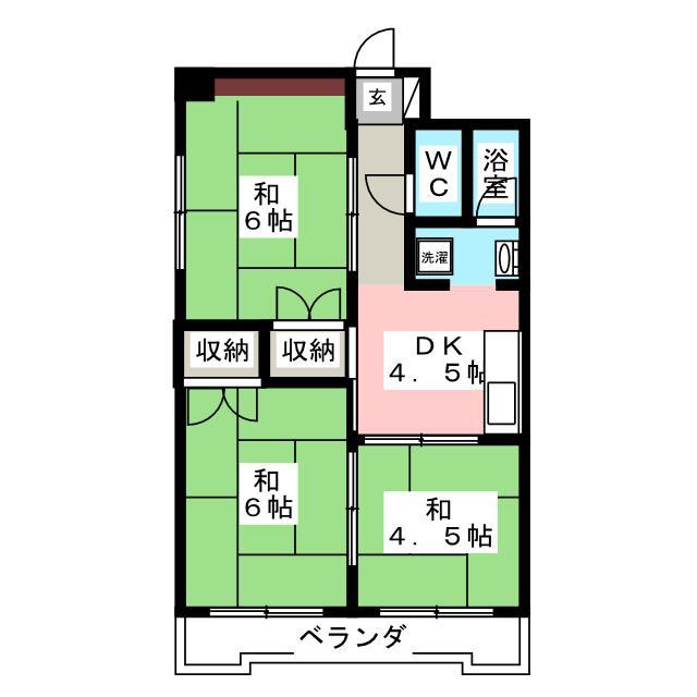 荒川ラインハイツ(3DK/3階)の間取り写真