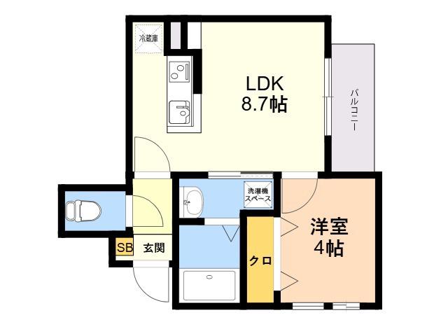 CHERIM高宮Ⅱウエスト(1LDK/3階)の間取り写真