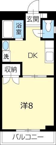 グリーンハイツ蔵本(1K/8階)の間取り写真