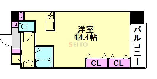 GRACE元今里(ワンルーム/9階)の間取り写真