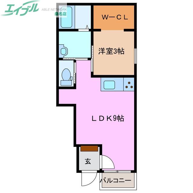 ラトゥール桑名(1LDK/1階)の間取り写真
