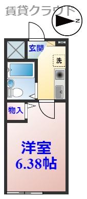 東亜ハーモニー蘇我(1K/2階)の間取り写真