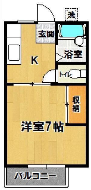 シャンテさくら(1K/2階)の間取り写真