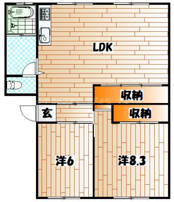 第三泉ヶ丘ビル(2LDK/2階)の間取り写真