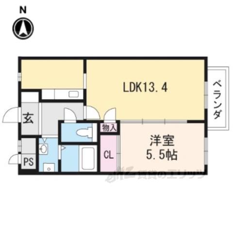 ステージ橘A(1LDK/1階)の間取り写真