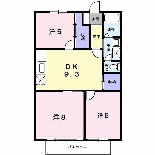アメニティ93(3DK/1階)の間取り写真