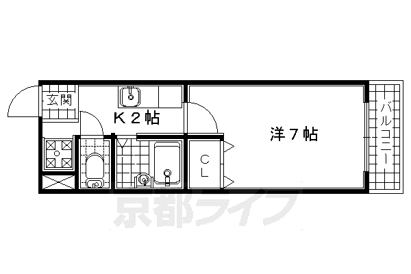 エクセレント秋桜(1K/1階)の間取り写真