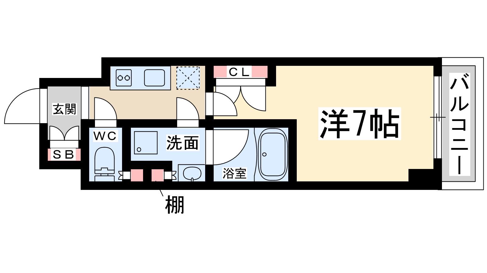 EXE北大阪(1K/6階)の間取り写真