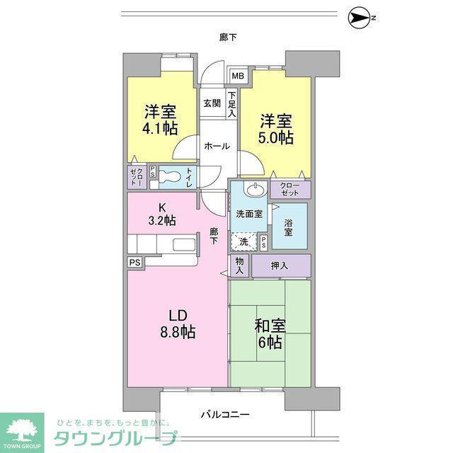 アーバンドエル庄内通(3LDK/10階)の間取り写真