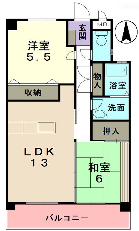 フェリス・フェンテ(2LDK/2階)の間取り写真