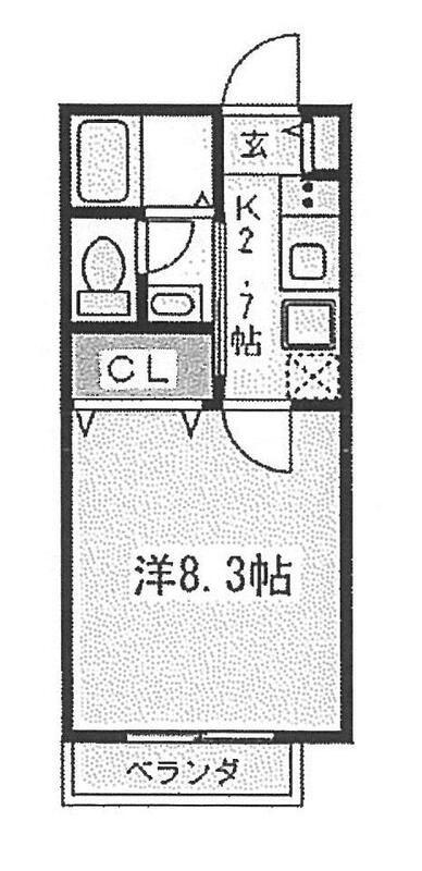 イレブン(1K/2階)の間取り写真