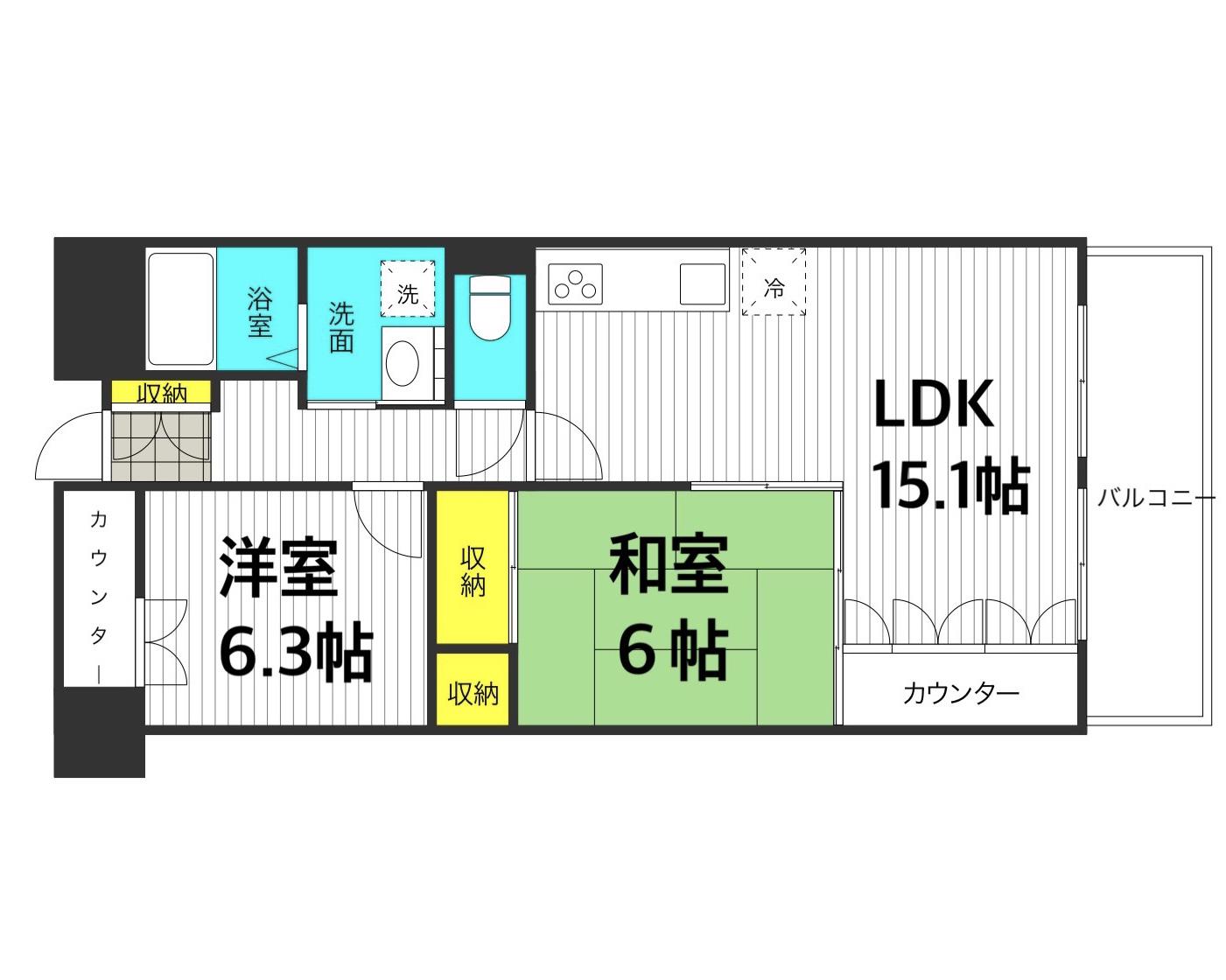 レオン住道(3LDK/2階)の間取り写真