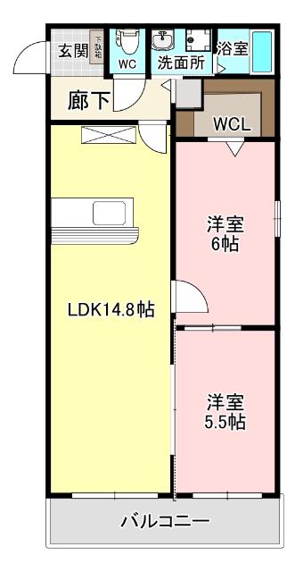 CHIEN AMOUR(2LDK/3階)の間取り写真