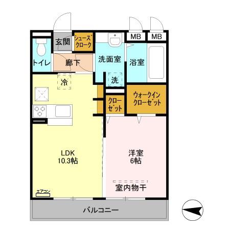 レーヴ II(1LDK/1階)の間取り写真