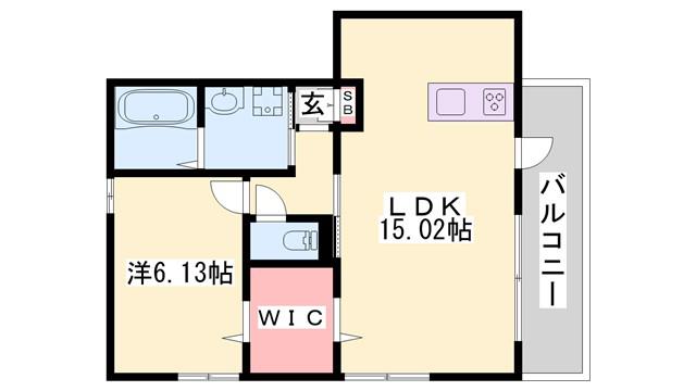 D-PLACE手柄 A棟(1LDK/3階)の間取り写真