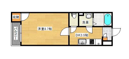 レオネクストSTAGEII(1K/2階)の間取り写真