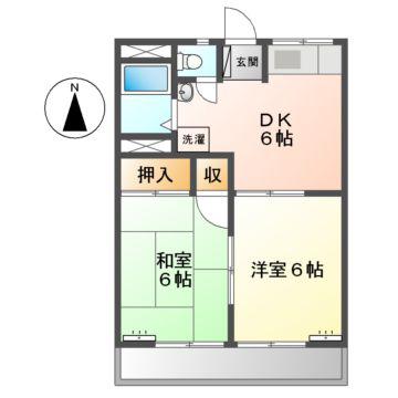 パークハイツ太平(2DK/2階)の間取り写真