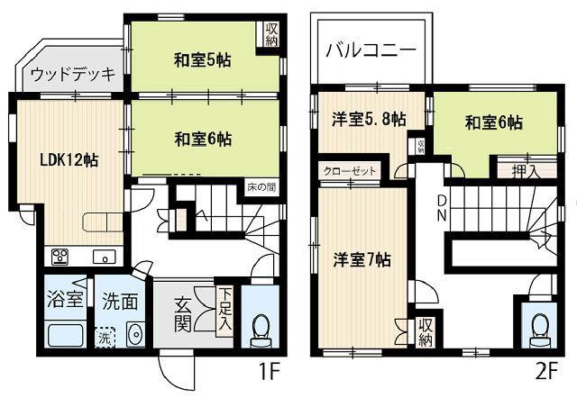南区若久4丁目(5LDK/1階)の間取り写真