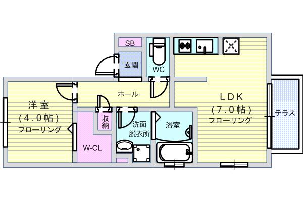 長興寺コーポ(1DK/2階)の間取り写真
