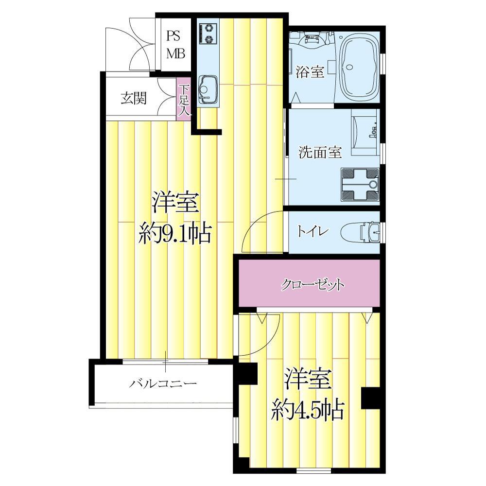 ナイスコーポ豊津(1LDK/3階)の間取り写真