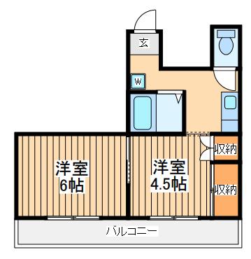 ブリックメゾン1号館(2K/3階)の間取り写真