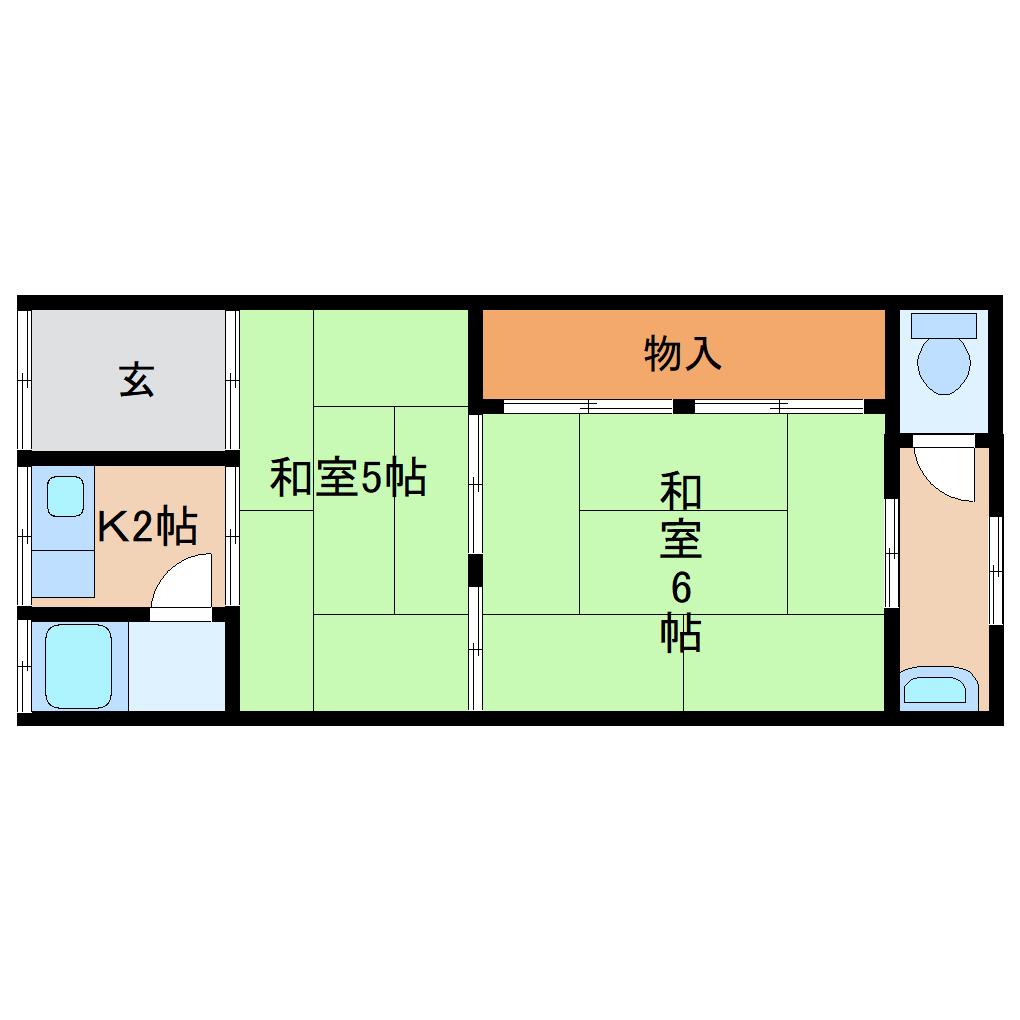 御所コタン(2K/2階)の間取り写真