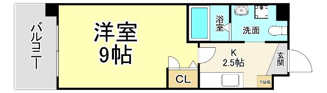 ベルガ北方(1K/4階)の間取り写真
