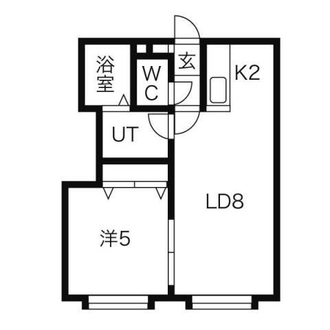 アウルの杜宮の沢(1LDK/2階)の間取り写真