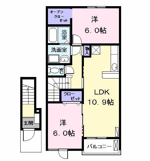 グレイス B(2LDK/2階)の間取り写真