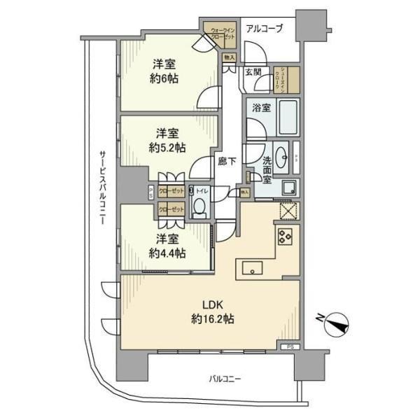 ドレッセタワー南町田グランベリーパーク(3LDK/10階)の間取り写真