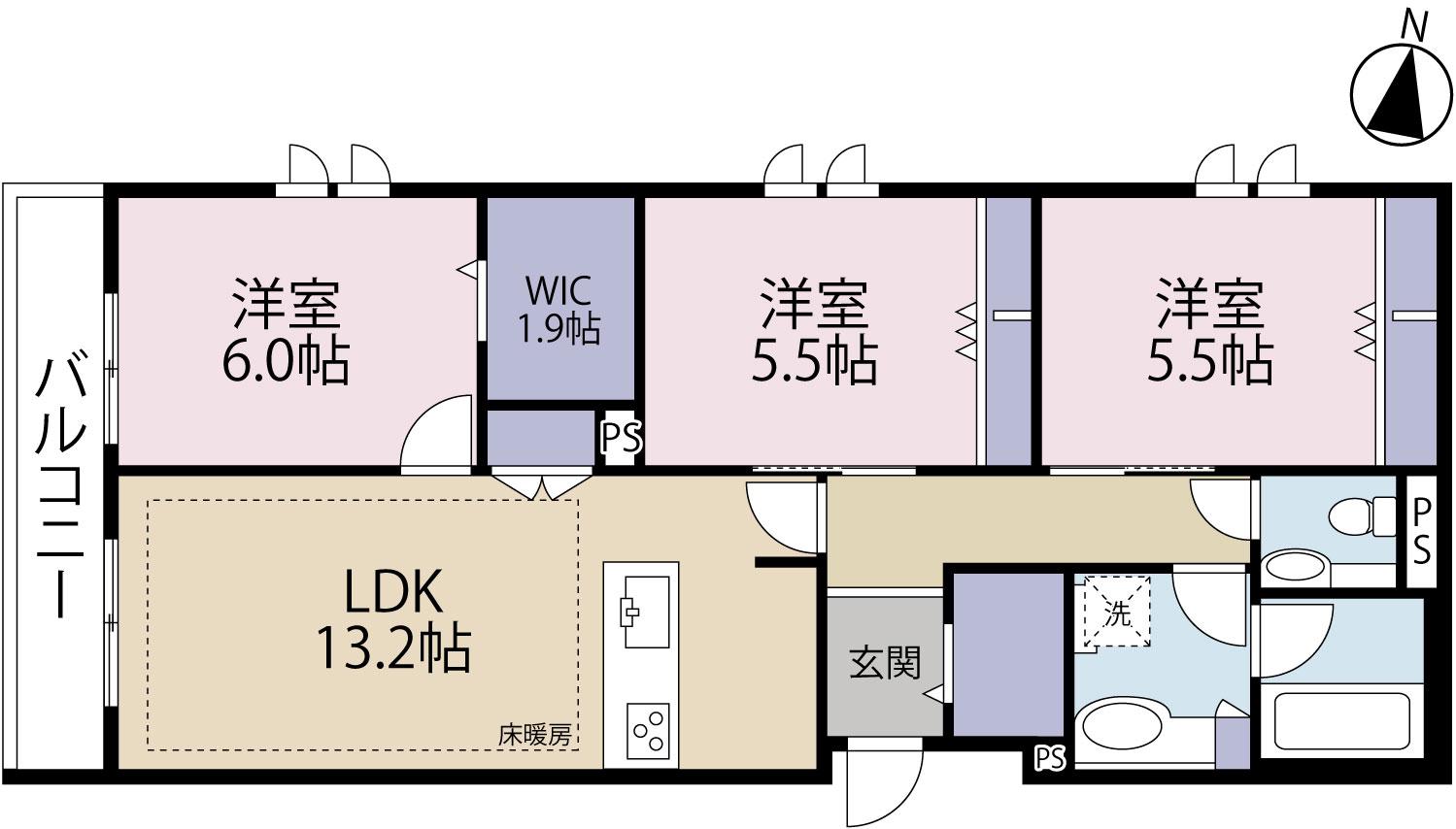LEBOIS中野(3LDK/2階)の間取り写真