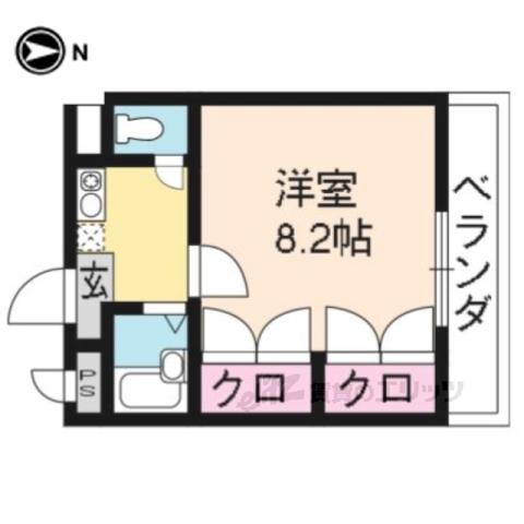 ラフォーレ若宮(1K/2階)の間取り写真
