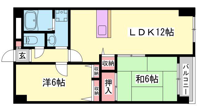 シャトー三和青山(2LDK/2階)の間取り写真