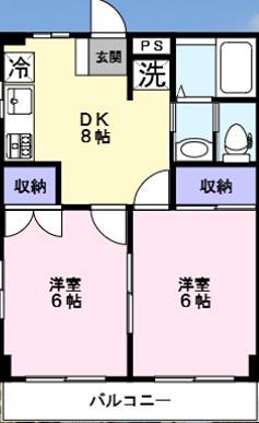 エクレール与野本町(2DK/1階)の間取り写真
