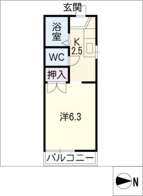 フリーライフふじなみ(1K/2階)の間取り写真