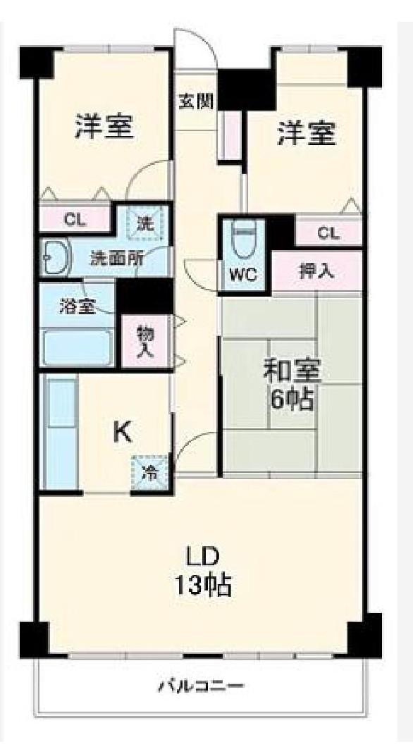 ライオンズヒルズ習志野(3LDK/2階)の間取り写真