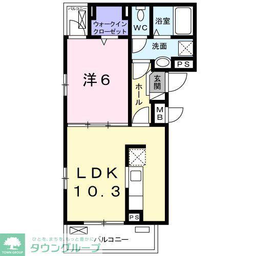 ソレアード西尾久(1LDK/1階)の間取り写真