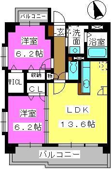 ネオジェラーモ(2LDK/1階)の間取り写真