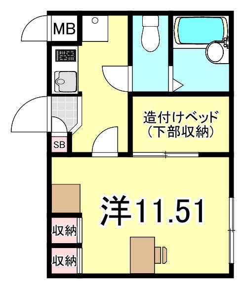 レオパレス逆瀬川(1K/2階)の間取り写真