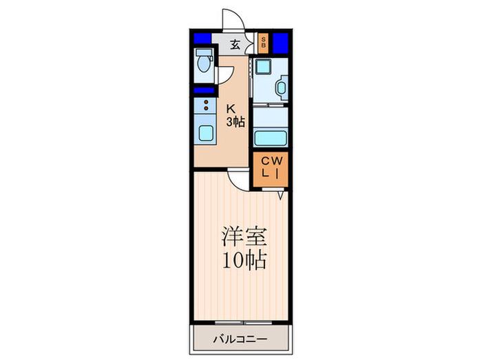 グローリードミール開田(1K/1階)の間取り写真