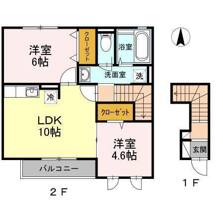 アストルム(2LDK/2階)の間取り写真