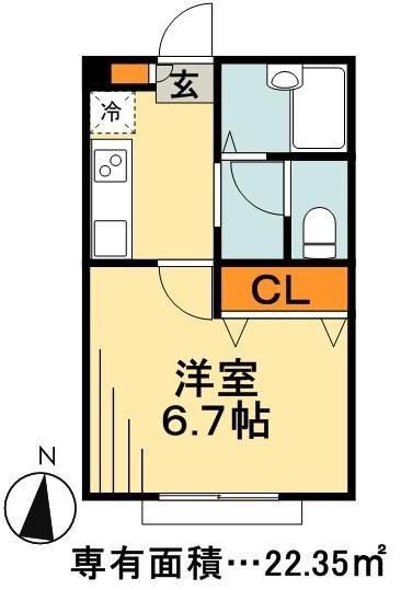 リリックコート新小岩(1K/1階)の間取り写真