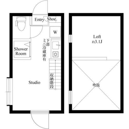 ハーモニーテラス豊島VII(ワンルーム/1階)の間取り写真