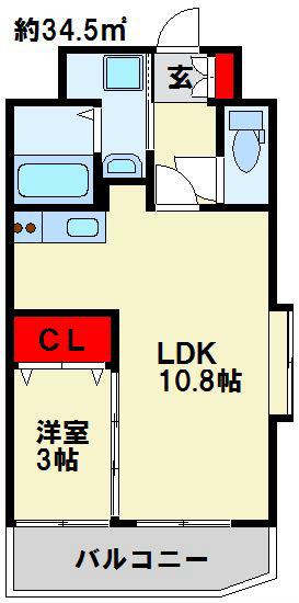 出屋敷館(1LDK/3階)の間取り写真