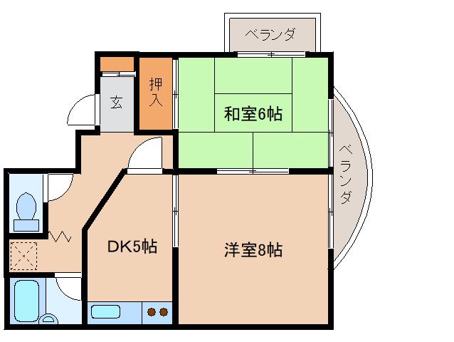 サンパレス21奈良I(2DK/2階)の間取り写真