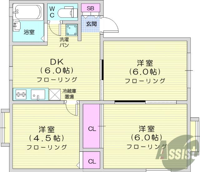 レクサス南光台1(3DK/1階)の間取り写真
