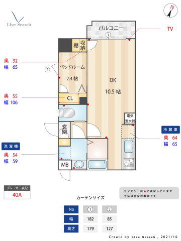 GRANDEUR住吉 弐番館(1LDK/5階)の間取り写真
