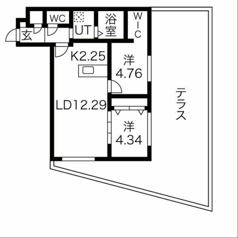 KII 711 GRANー平岸4ー4 MS(2LDK/1階)の間取り写真